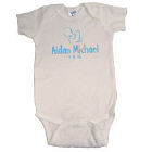 New Baby Boy Pacifier Blue Personalized Blue/White Infant Creeper